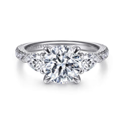 Holloway - 14K White Gold Round 3 Stone Diamond Engagement Ring