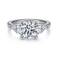 Holloway - 14K White Gold Round 3 Stone Diamond Engagement Ring