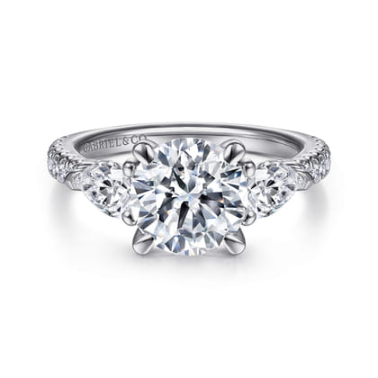 Holloway - 14K White Gold Round 3 Stone Diamond Engagement Ring