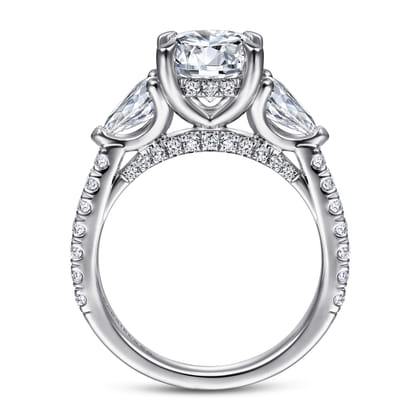 Holloway - 14K White Gold Round 3 Stone Diamond Engagement Ring