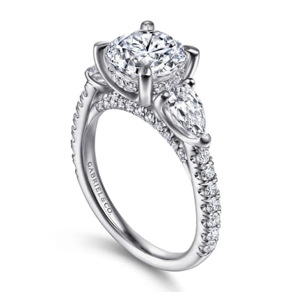 Holloway - 14K White Gold Round 3 Stone Diamond Engagement Ring