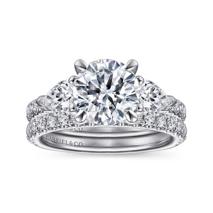 Holloway - 14K White Gold Round 3 Stone Diamond Engagement Ring