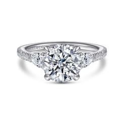 Holloway - 14K White Gold Round Three Stone Diamond Engagement Ring