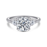 Holloway - 14K White Gold Round Three Stone Diamond Engagement Ring