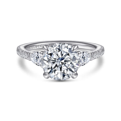 Holloway - 14K White Gold Round Three Stone Diamond Engagement Ring