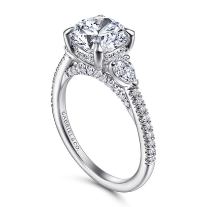 Holloway - 14K White Gold Round Three Stone Diamond Engagement Ring