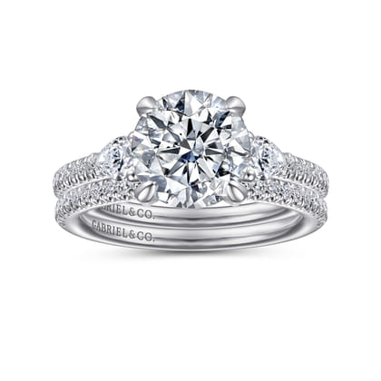 Holloway - 14K White Gold Round Three Stone Diamond Engagement Ring
