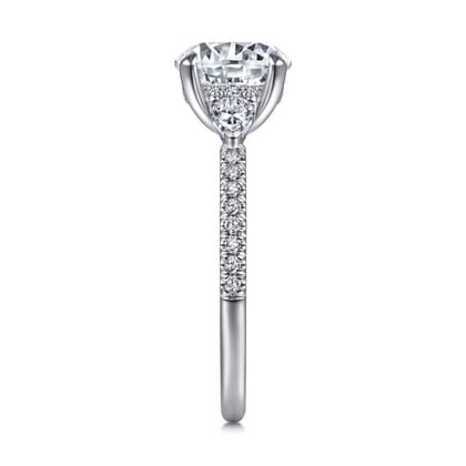 Holloway - 14K White Gold Round Three Stone Diamond Engagement Ring