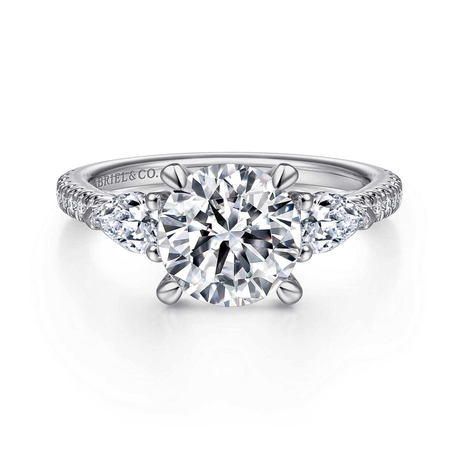 Holloway - 14K White Gold Round Three Stone Diamond Engagement Ring