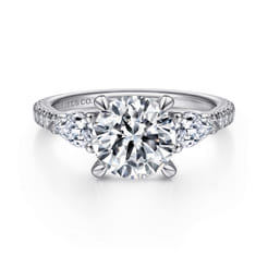 Holloway - 14K White Gold Round Three Stone Diamond Engagement Ring