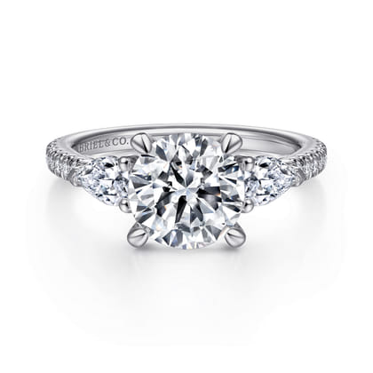 Holloway - 14K White Gold Round Three Stone Diamond Engagement Ring