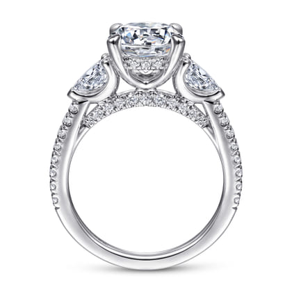 Holloway - 14K White Gold Round Three Stone Diamond Engagement Ring