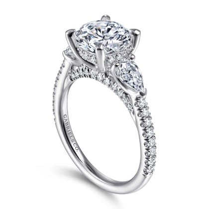 Holloway - 14K White Gold Round Three Stone Diamond Engagement Ring