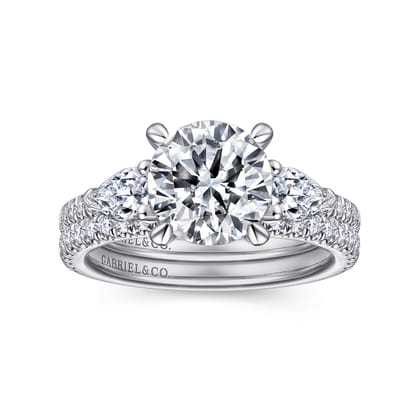 Holloway - 14K White Gold Round Three Stone Diamond Engagement Ring