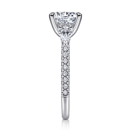 Holloway - 14K White Gold Round Three Stone Diamond Engagement Ring