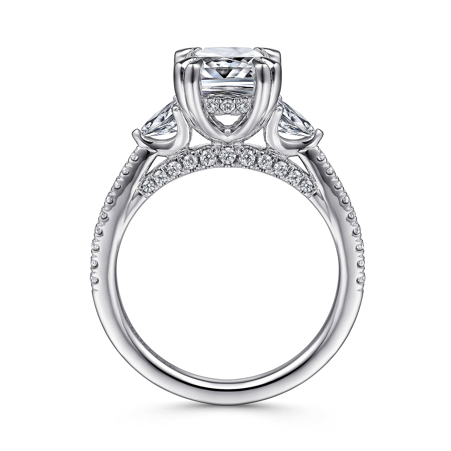 Holloway - 18K White Gold Cushion Cut Three Stone Diamond Engagement Ring