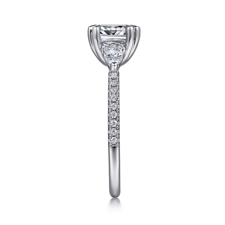 Holloway - 18K White Gold Cushion Cut Three Stone Diamond Engagement Ring