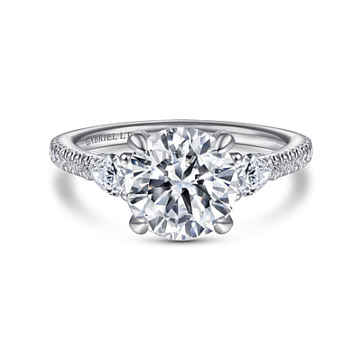 Holloway - 18K White Gold Round 3 Stone Diamond Engagement Ring