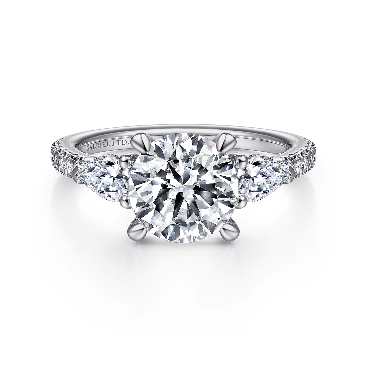 Holloway - 18K White Gold Round 3 Stone Diamond Engagement Ring