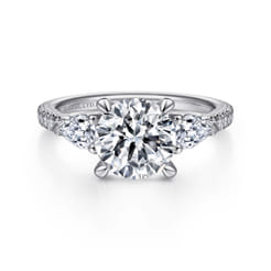 Holloway - 18K White Gold Round 3 Stone Diamond Engagement Ring