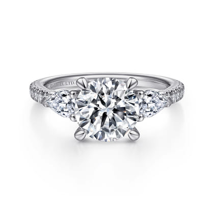 Holloway - 18K White Gold Round 3 Stone Diamond Engagement Ring