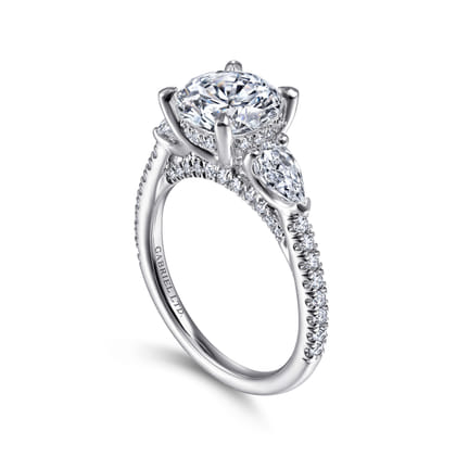 Holloway - 18K White Gold Round 3 Stone Diamond Engagement Ring
