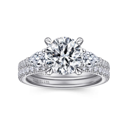 Holloway - 18K White Gold Round 3 Stone Diamond Engagement Ring