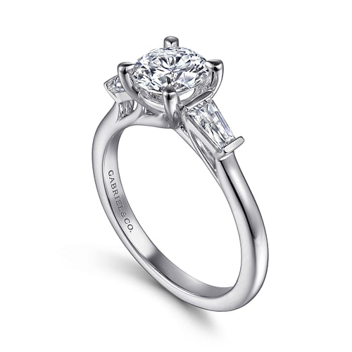 Honor - 14K White Gold Round Three Stone Diamond Channel Set Engagement Ring - 0.32 ct - Shot 3