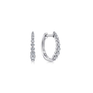 Huggie Earrings 14K White Gold Diamond 0.25ct 15mm