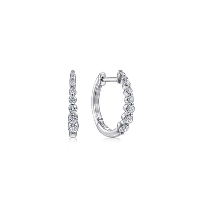 Huggie Earrings 14K White Gold Diamond 0.25ct 15mm