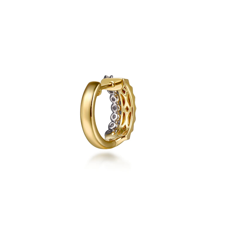 Huggie Earrings 14K White and Yellow Gold Diamond 0.35ct - 0.35 ct - Shot 3