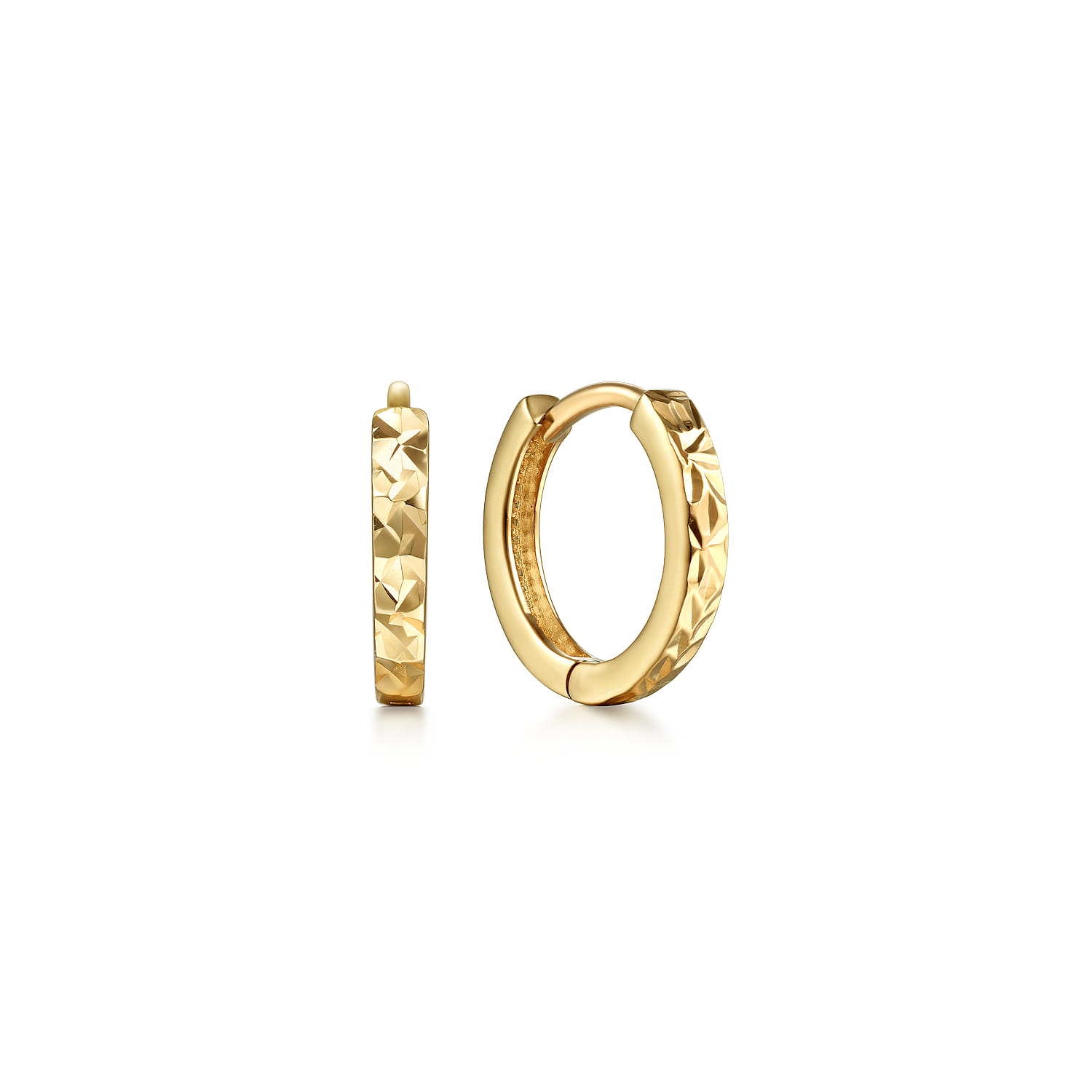 Huggie Earrings 14K Yellow Gold 12mm - Shot 1