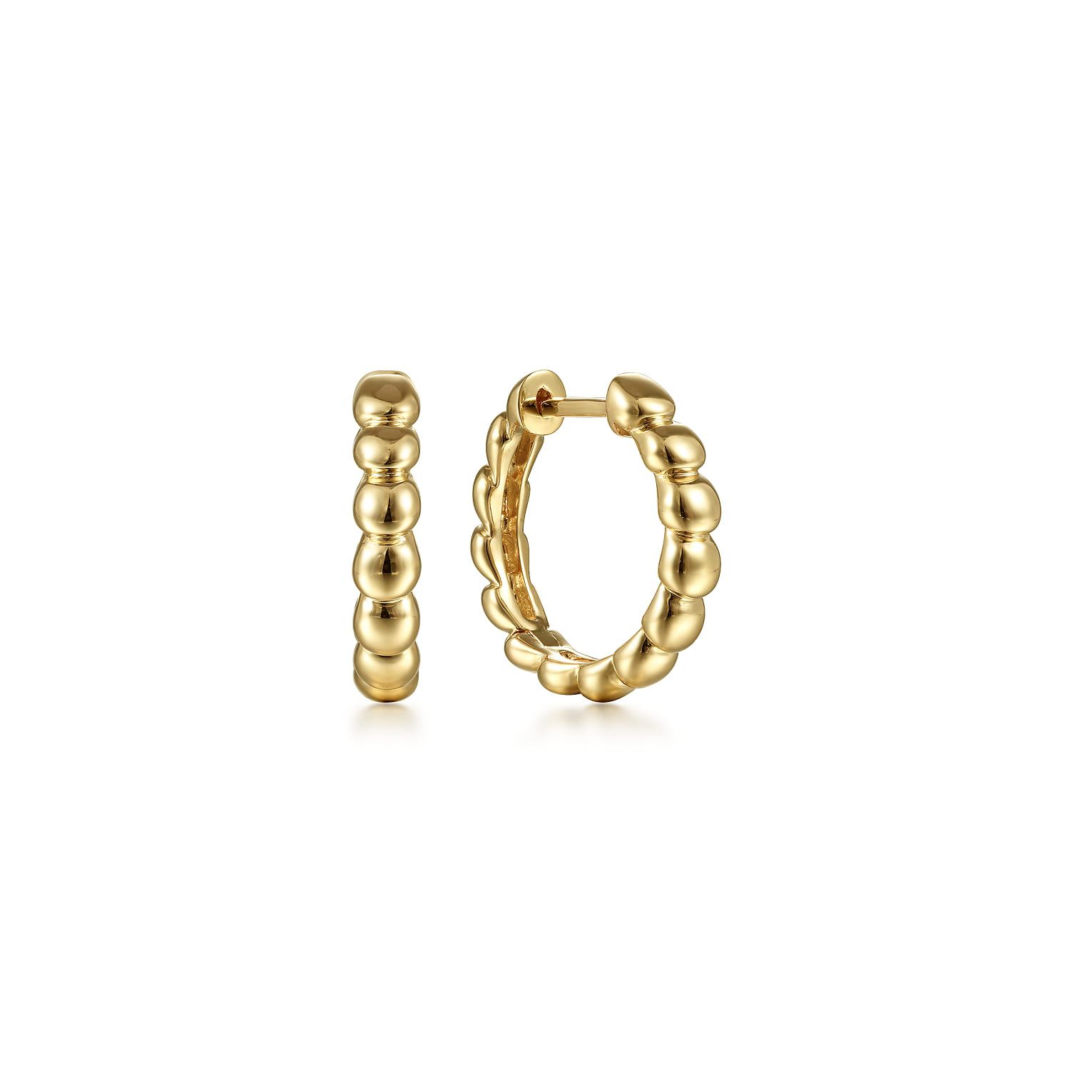Huggie Earrings 14K Yellow Gold 15mm Bujukan - Shot 1