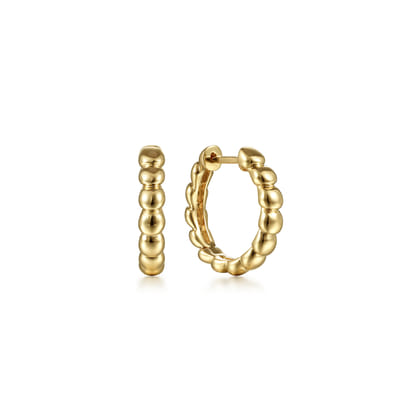 Huggie Earrings 14K Yellow Gold 15mm Bujukan