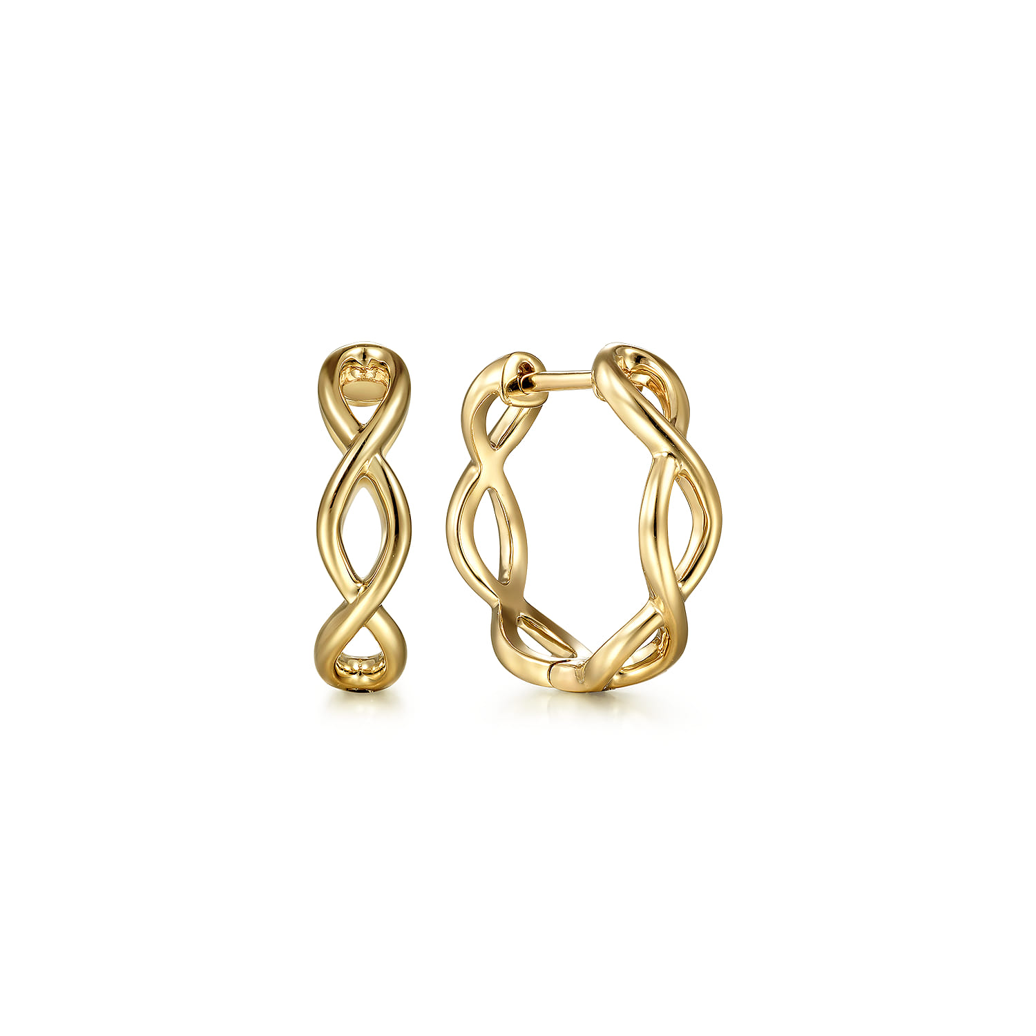 Huggie Earrings 14K Yellow Gold 15mm - Shot 1