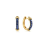 Huggie Earrings 14K Yellow Gold Blue Sapphire 15mm Bujukan