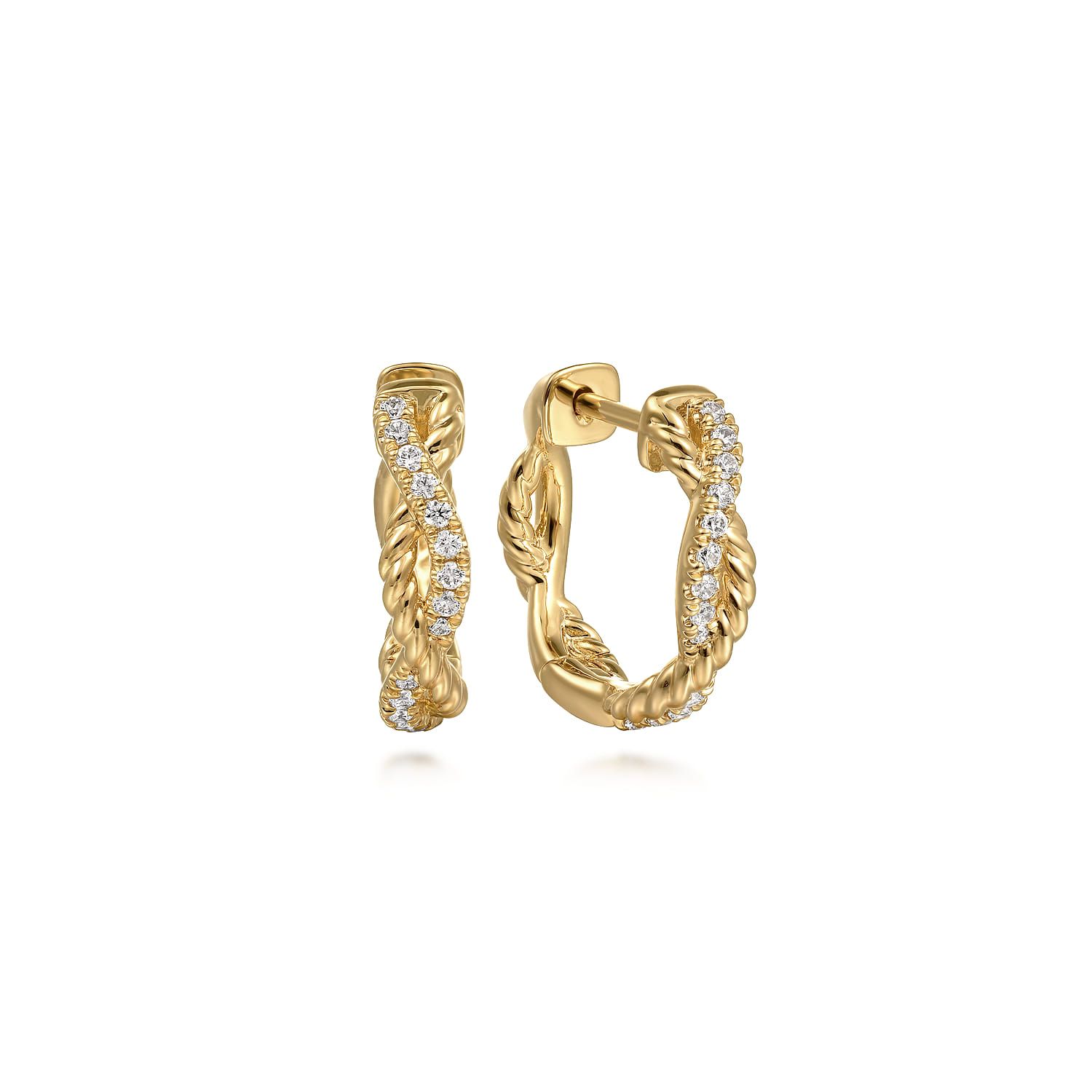 Huggie Earrings 14K Yellow Gold Diamond 0.16ct 15mm - 0.16 ct - Shot 1