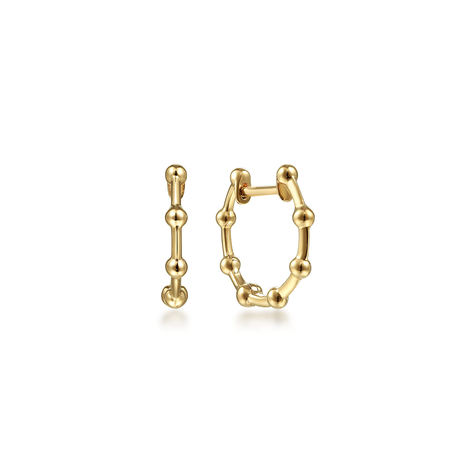 Huggie Earrings 14K Yellow Gold Diamond 14mm Bujukan - Shot 1