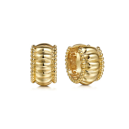 Huggie Earrings 14K Yellow Gold Diamond 15mm Bujukan