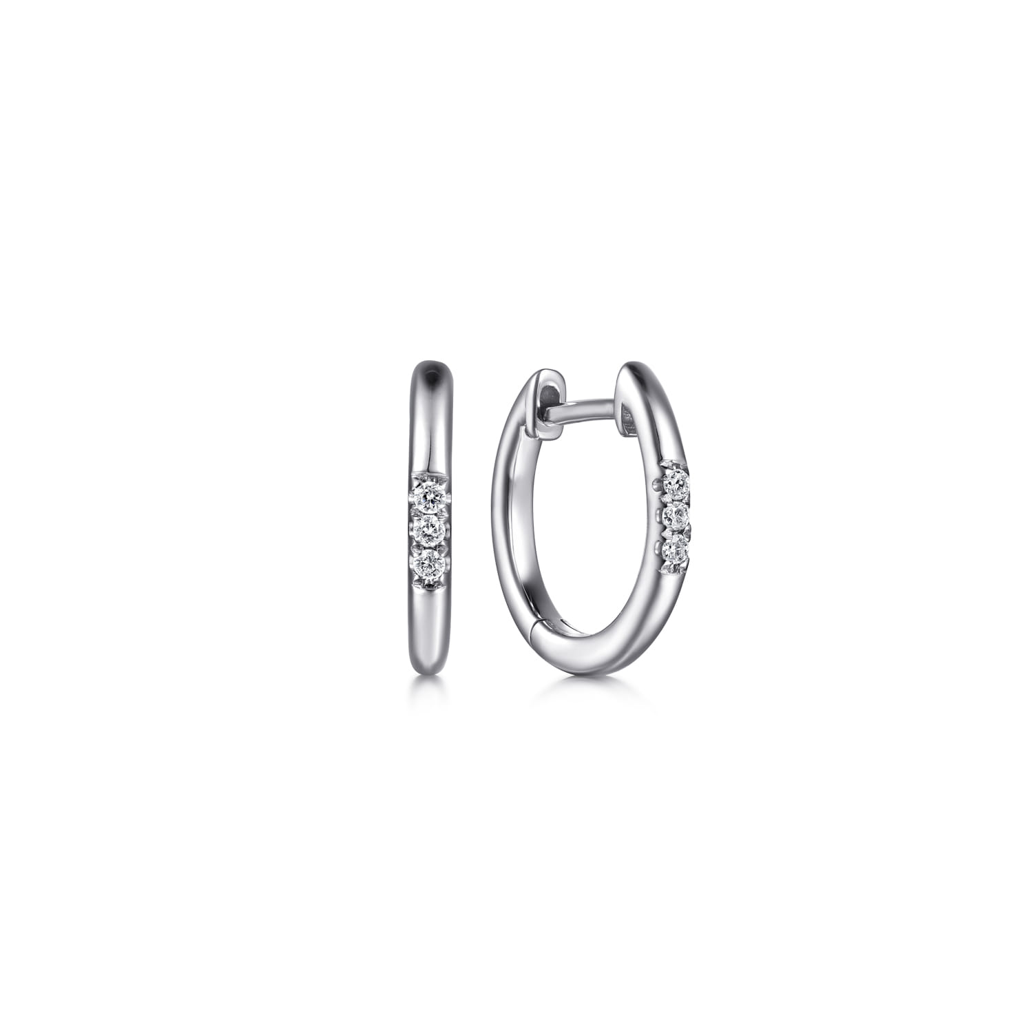 Huggie Earrings 925 Sterling Silver Diamond 0.04ct - 0.04 ct - Shot 1