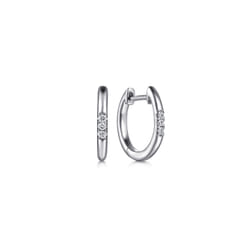 Huggie Earrings 925 Sterling Silver Diamond 0.04ct