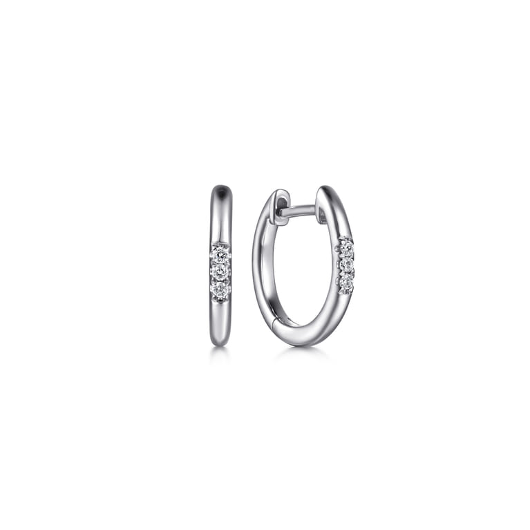 Huggie Earrings 925 Sterling Silver Diamond 0.04ct - 0.04 ct - Shot 1