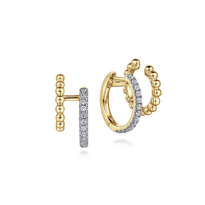 Huggie Earrings Stuggies 14K Yellow Gold Diamond 0.35ct Bujukan