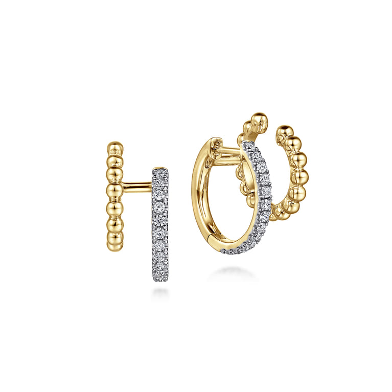 Huggie Earrings Stuggies 14K Yellow Gold Diamond 0.35ct Bujukan - 0.35 ct - Shot 1