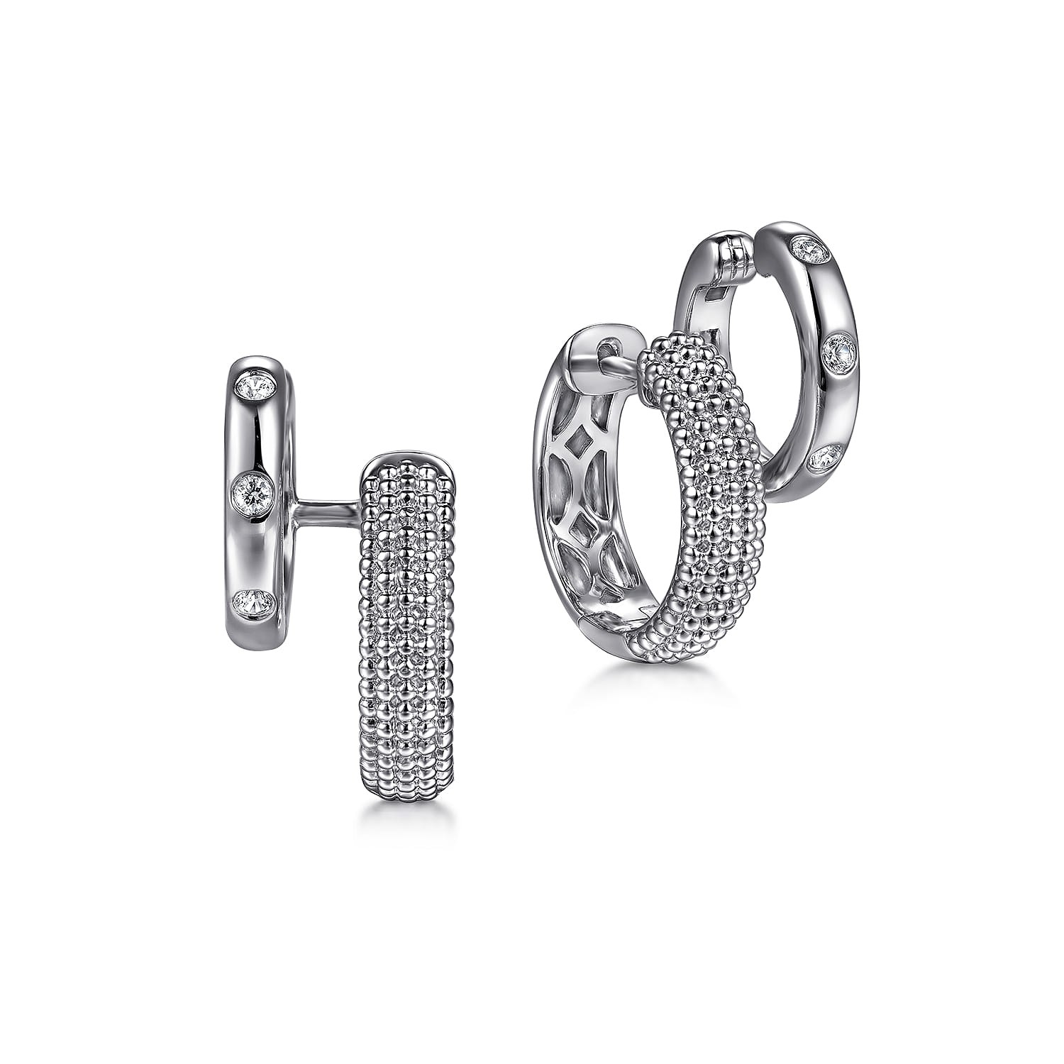 Huggie Earrings Stuggies 925 Sterling Silver White Sapphire Bujukan