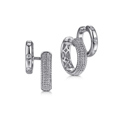 Huggie Earrings Stuggies 925 Sterling Silver White Sapphire Bujukan