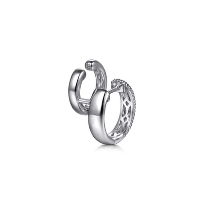 Huggie Earrings Stuggies 925 Sterling Silver White Sapphire Bujukan