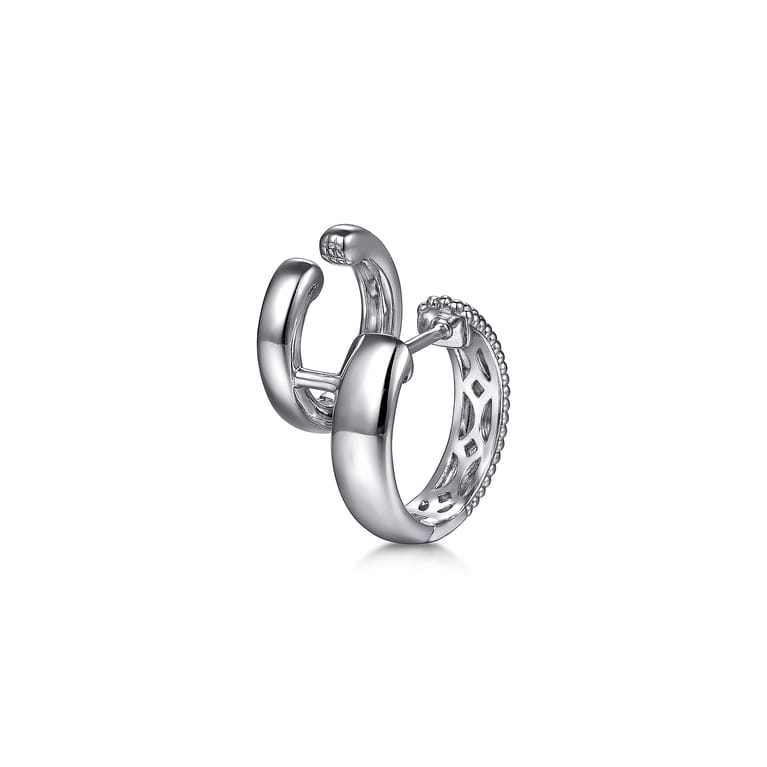 Huggie Earrings Stuggies 925 Sterling Silver White Sapphire Bujukan - Shot 2