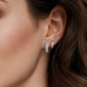 Huggie Earrings Stuggies 925 Sterling Silver White Sapphire Bujukan