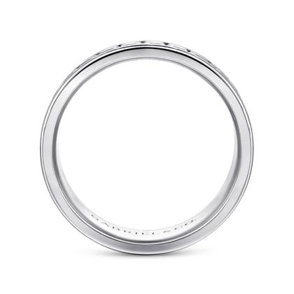 Hugo - 14K White Gold 7mm - Men's Wedding Band High Polish Finish in High Polished Finish